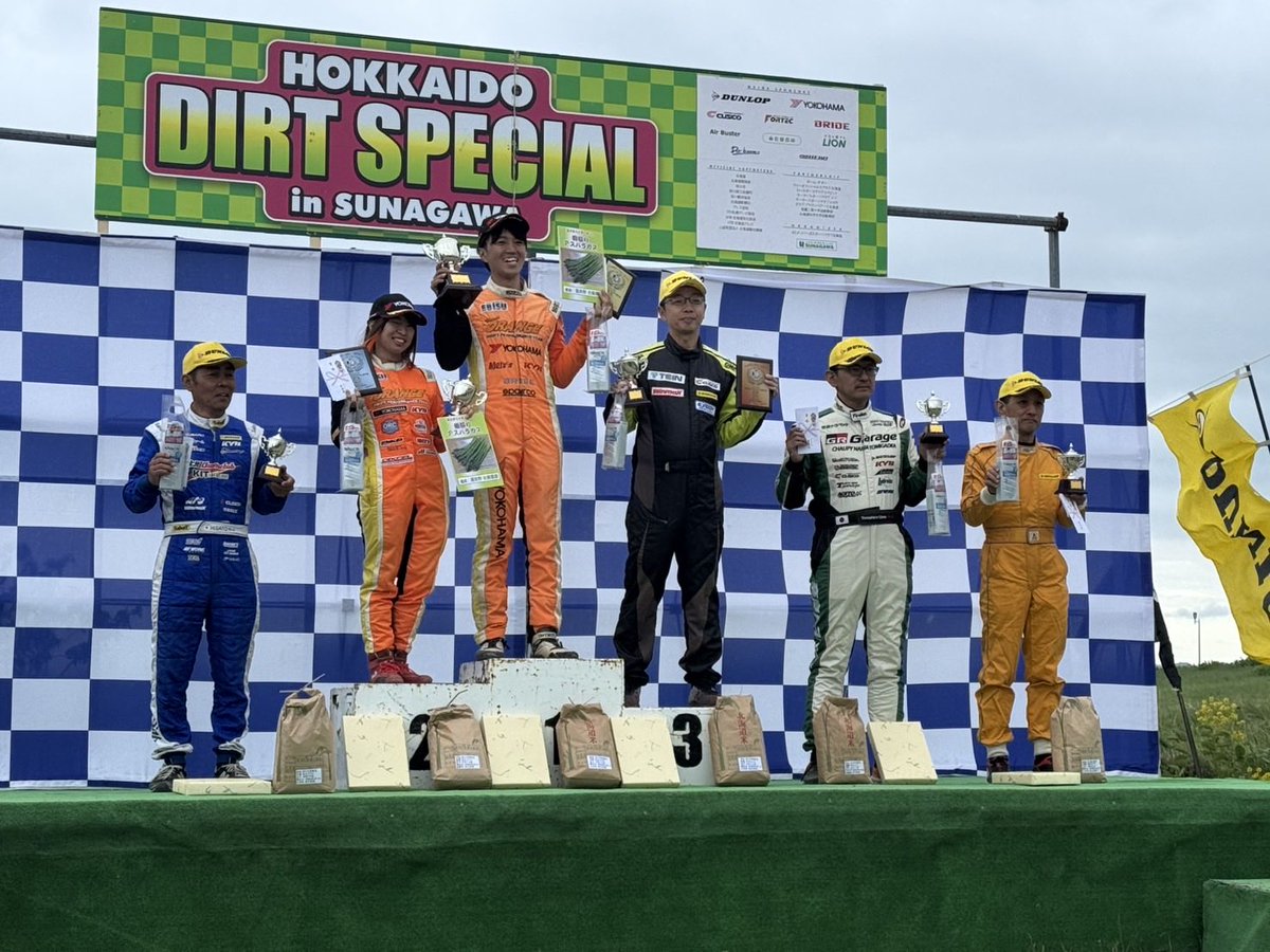 Takemoto223's tweet photo. JAF全日本ダートトライアル選手権
Rd.4 北海道　

ぶっちぎり優勝🏆
＆
TeamORANGE 1-2✌️

最高の結果でした！

応援頂いた皆様ありがとうございました！

#YOKOHAMA 
#KYB 
#Motys
#ORC
#CFlab
#MegaLifeBattery
#ENKEI
#BRIDE
#DIXCEL
#KITservice
#木輪舎
#エビスサーキット
#Gメカ https://t.co/fi5W0RlnVu