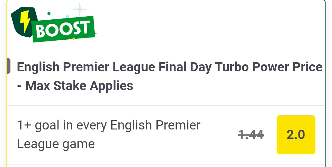 HitRateBets's tweet photo. Whilst we await team news, here's an #EPL Final Day Turbo/Super Boost:

1+ goal in every Premier League game, today! ⚡

There has only been 1x 0-0 draw on the final day of the season in the last 10 years.

1 point stake advised with @paddypower/@BoyleSports.

18+ Gambleaware. https://t.co/C0ckLBaKfF