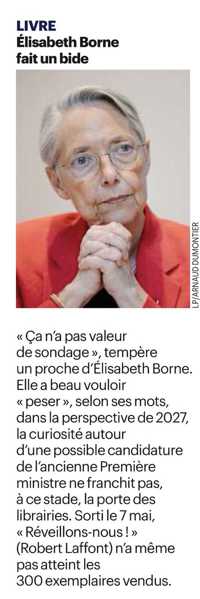 jeromegodefroy's tweet photo. Il faut que les politiques arrêtent d’écrire ces livres qui n’intéressent personne. 

@Elisabeth_Borne : 300 exemplaires vendus. 

Borne to lose. [via @le_Parisien] https://t.co/L7qVgSkmWq