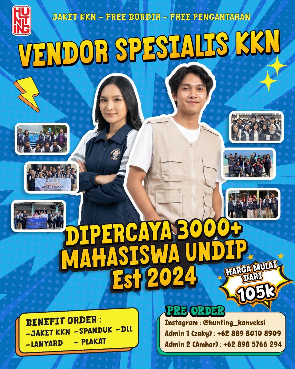 undipmfs3's tweet photo. Dips, jadi kordes tuh ternyata bukan cuma ngurus proker😭
milih vendor jaket KKN aja bisa bikin grup chaos

maunya murah, hasil bagus, fast respon, tapi takut vendor tiba2 ghaib pas udah transfer😵‍💫

📩https://t.co/0eNOeIx5EU

untung ketemu Hunting Konveksi yg berani kasih (cont.) https://t.co/RSHcSMcBib