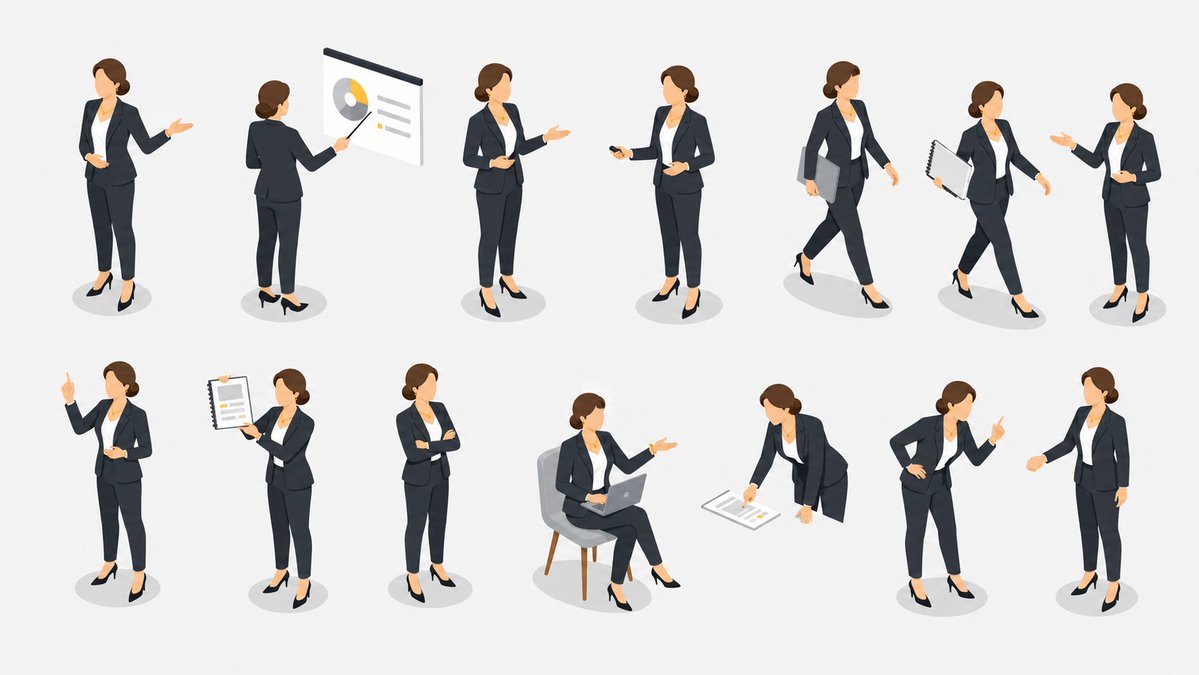 Isometric Business Presenter Pose Set