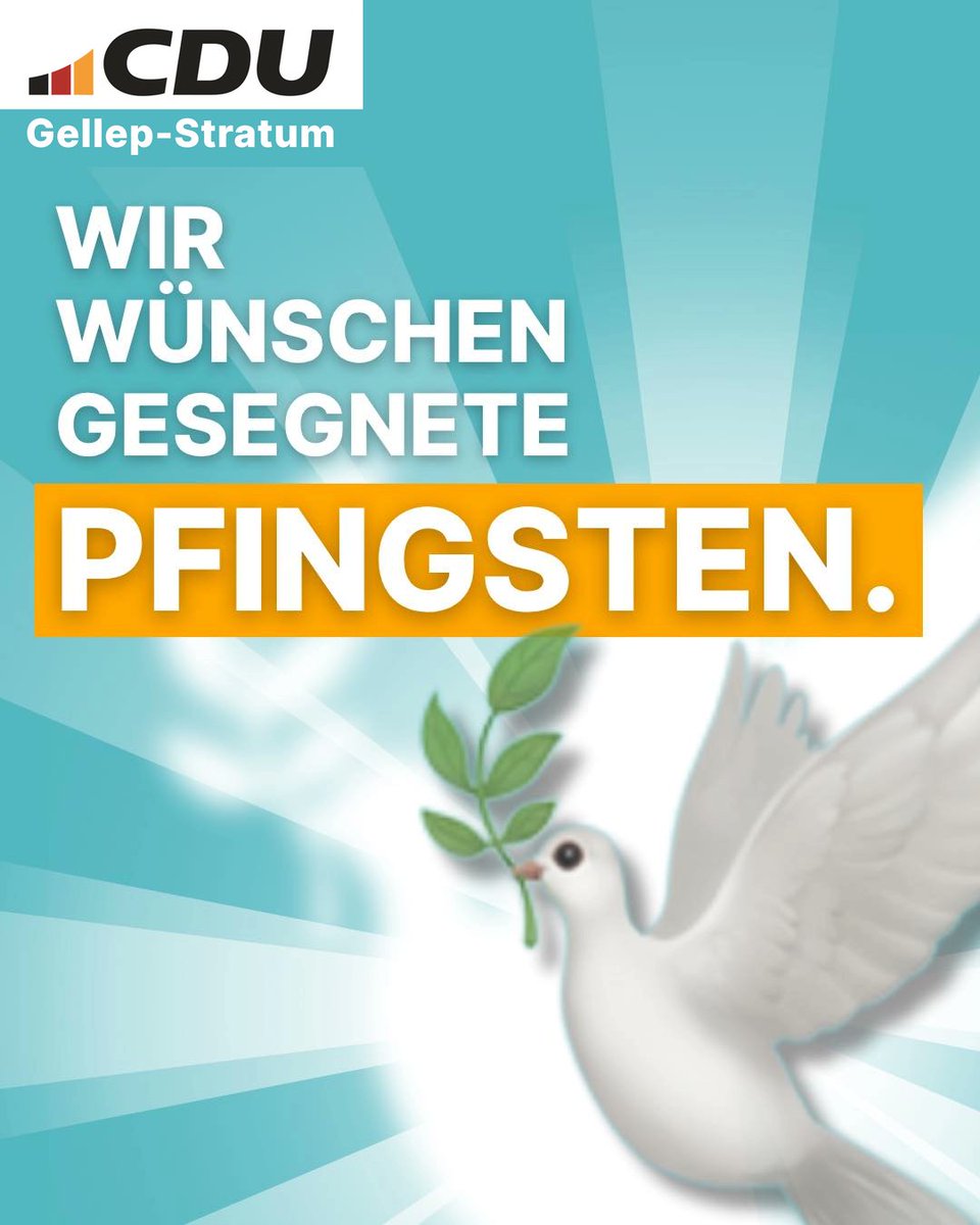 GS_cdu's tweet photo. Mit #Pfingsten endet die 50-tägige #Osterzeit. Wie auch Ostern und Christi Himmelfahrt ist Pfingsten ein beweglicher #Feiertag. Christi Himmelfahrt wird dabei 40 Tage nach #Ostern gefeiert.

Der CDU Ortsverband #GellepStratum wünscht Ihnen frohe und gesegnete Pfingsten. https://t.co/97nD5boNpk