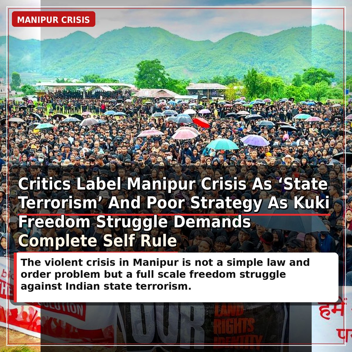 MishalKhanNDU12's tweet photo. Critics say Manipur’s crisis has moved beyond law and order, exposing deep anger over land, identity and political rights. With hundreds killed, thousands displaced and tribal communities demanding self-rule, 
#ManipurCrisis #KukiRights #HumanRights #India #SelfRule https://t.co/RXdL6sHNe1