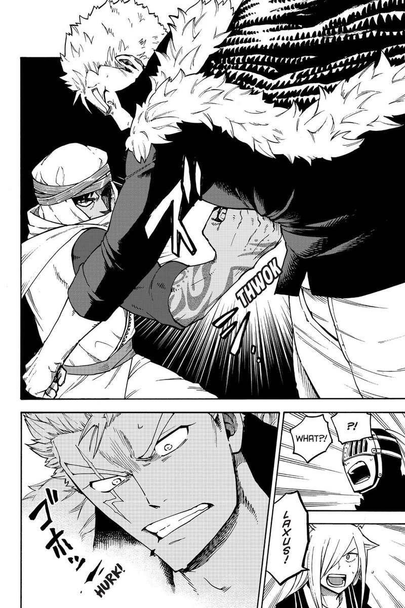 RaxRazing's tweet photo. If we ever get that soft reset into a next Generation I hope Mashima brings together some of the other powers besides Magic into the Guild

Nasser being able to just auto Match over his opponents by absorbing their magic into direct physical stats is crazy when you realize he isn't using them as Magical attacks 

He's basically an Anti Wizard version of Bacchus. Would be dope to see something like that on a returning character in the future