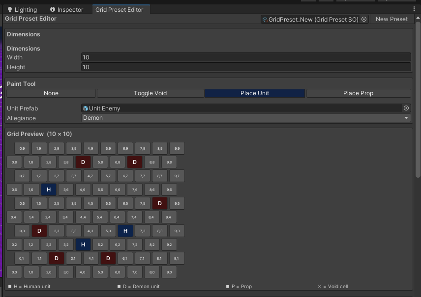 ViriusLevan's tweet photo. Made a preset system for the grid map where I can now more easily hand-arrange enemy (or ally) positions on the map 
#UnityEngine #GameDev

Busy with other stuff the past month so grinding slowly https://t.co/HGTIIe54st