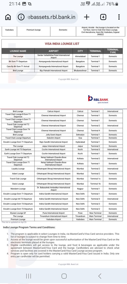 RAMESHCR1's tweet photo. @rblbank is cheating the public by selling @Visa Crest debit card with 2k Joining fee saying Airport lounge access available. I experienced BLR DOM lounge closed long ago in KIA. In Pune @elysian lounge denied to access.
@RBI kindly take action against this fraud bank. @budsman https://t.co/tORb7ACBVT