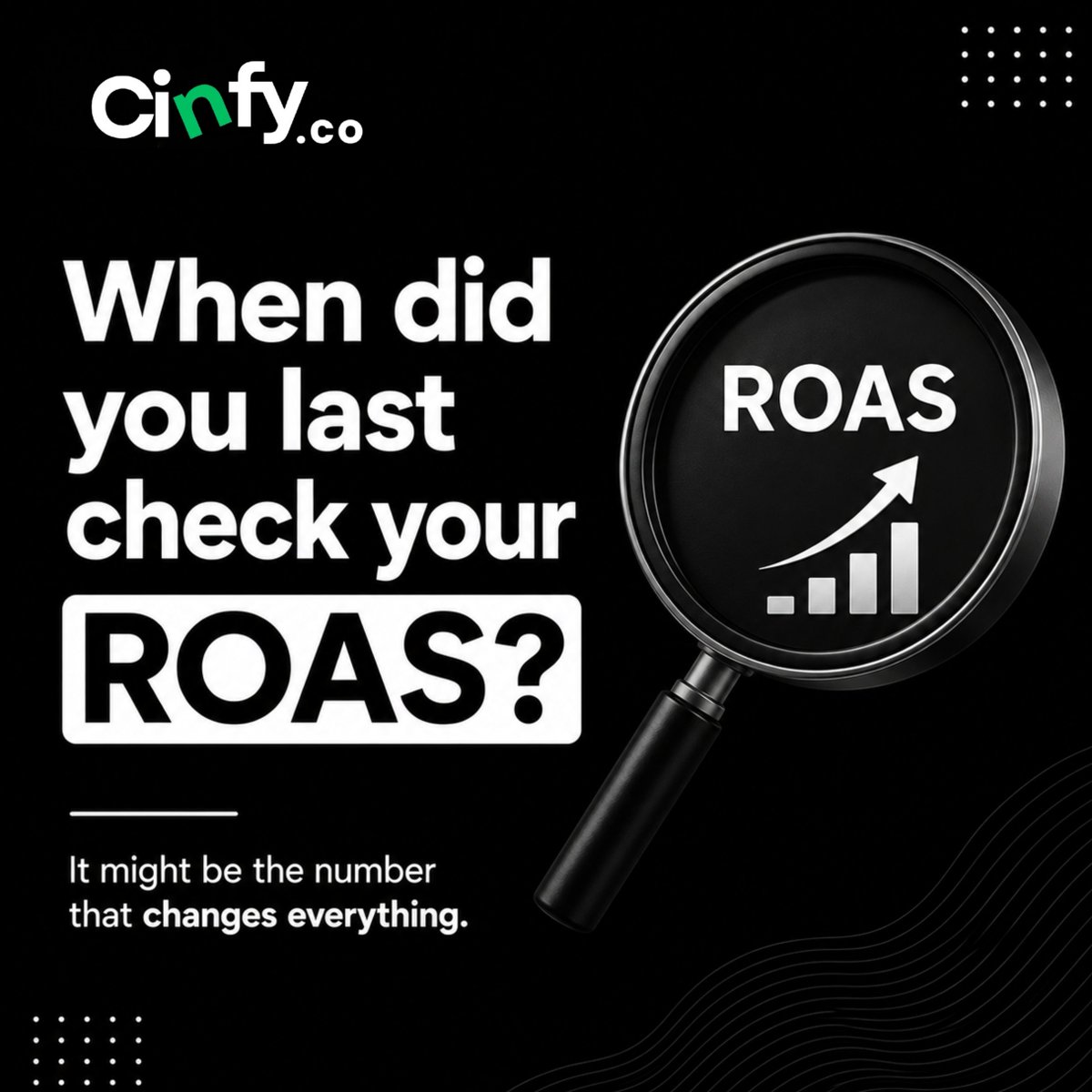 cinfy_co's tweet photo. Do you know why every successful company keeps a track on their ROAS on a daily basis? 

ROAS = Return On Ad Spend.

In simple words:
It tells you how much revenue you are making from the money you spend on ads.

Example 👇
If you spend ₹10,000 on ads and generate ₹50,000 in sales, your ROAS is 5X.

That means:
For every ₹1 spent, you made ₹5 back.

Now imagine running ads every month without tracking this number properly.

That’s how many businesses waste marketing budgets without realizing it.

Because growth is not about spending more.
It’s about knowing what’s actually working.

📩 DM us to understand your marketing numbers, improve your ROAS, and build smarter growth systems.

#ROAS #PerformanceMarketing #BusinessGrowth #LeadGeneration #DigitalMarketing #StartupGrowth #MarketingStrategy #BusinessSystems #ScaleSmarter #Entrepreneurship #Cinfy #salesalesale #startup #automatewithCinfy #cinfyco #startups