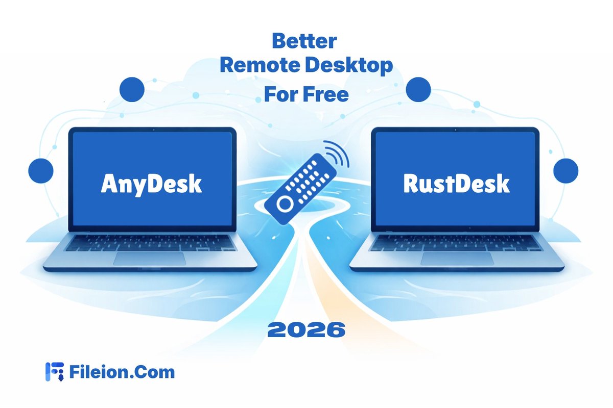 FileionSoftware's tweet photo. Remote access issues, privacy concerns, or annoying usage limits ruining your workflow? Compare AnyDesk vs RustDesk and find the better free remote desktop tool for 2026.  

Read now: https://t.co/2ym8LoNsAZ

 #AnyDesk #RustDesk #RemoteDesktop #Fileion https://t.co/uxnWR0BWEy