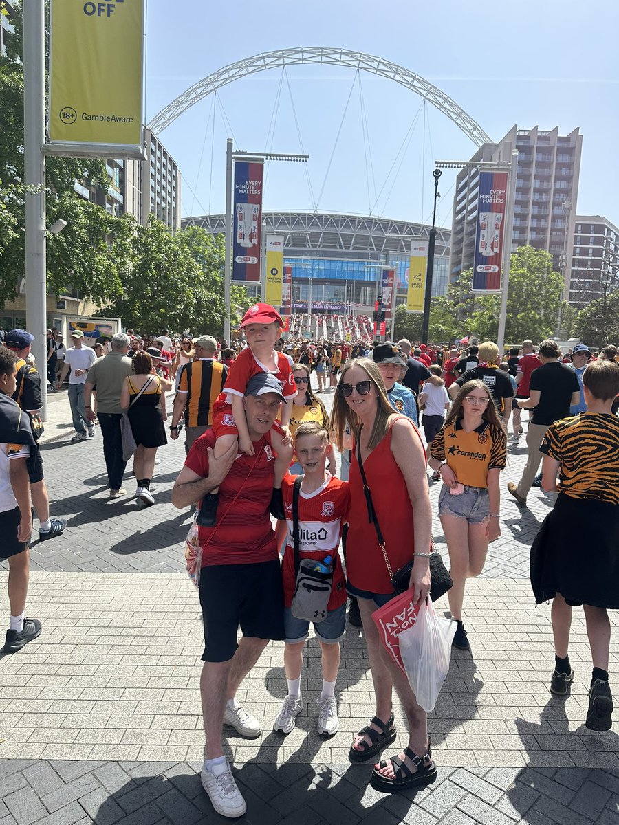 lesleybam's tweet photo. En route back home after a great weekend despite the result for @Boro 💔 being able to share the experience of Wembley for the first time with the boys is something that none of us will forget. Let’s get ready for next season!! #UTB https://t.co/UrRlWushMc