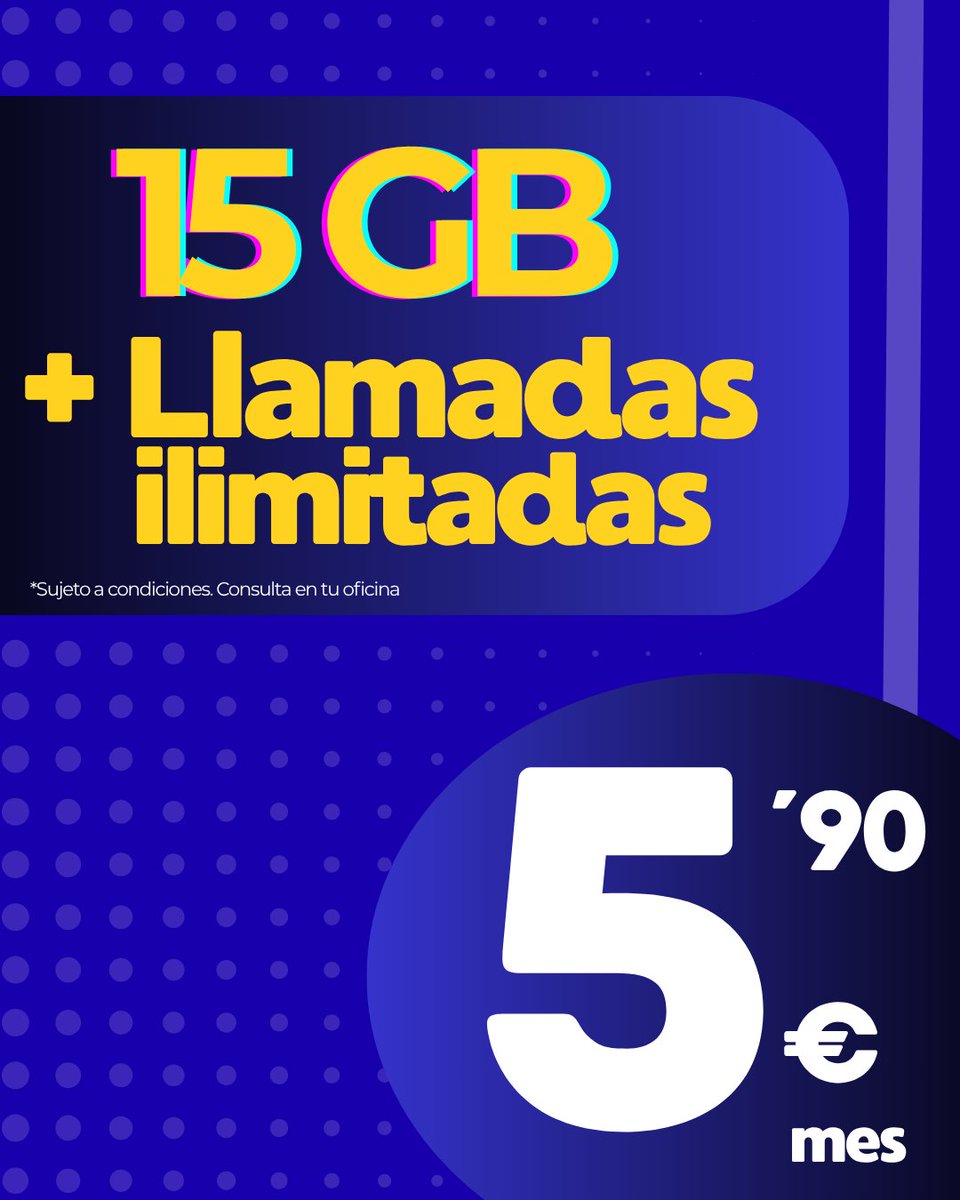 Martiatel's tweet photo. 🚨 5,90€ al mes. Sí, 5,90€.

15GB + llamadas ilimitadas para que uses el móvil sin pensar en el consumo 📲💥

💸 Paga menos
📞 Habla sin límites
🚀 Navega a tu ritmo

Si sigues pagando más… estás perdiendo dinero.
#AhorroReal #OfertaMovil #Chollo https://t.co/HkLIhfL8wJ