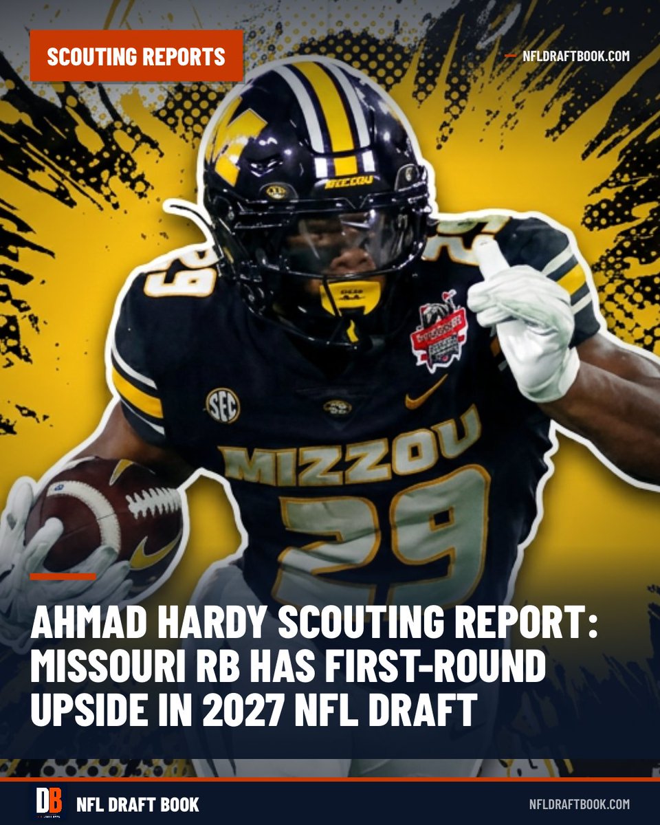 NFLDraftBook's tweet photo. Ahmad Hardy Scouting Report: #Missouri RB Has First-Round Upside in 2027 #NFLDraft

 🔗➡️ https://t.co/G0ovG9zQwv https://t.co/XVnuYnyGxK
