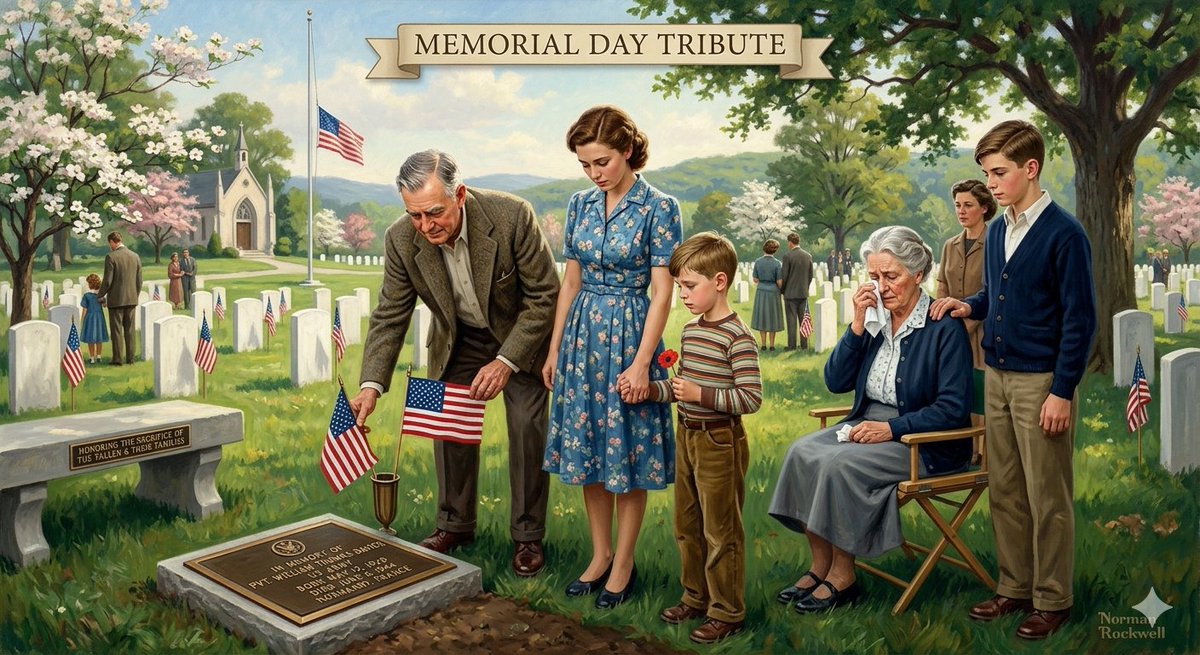 CelebratingAct2's tweet photo. In gratitude for all the soldiers who have made the ultimate sacrifice  and their families who continue to most dearly miss them for the rest of  their lives.  I utilized Gemini to make this tribute image. https://t.co/2XUof9ORW7