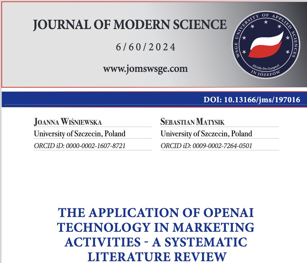 s_matysik's tweet photo. The application of OpenAI Technology in Marketing Activities - A Systematic Literature Review 

#openai #ai #marketing #literaturereview #slr #Mangement

https://t.co/yAOaMs5UHG

https://t.co/O1UuMDAfT0 https://t.co/gQWy5QQGw6