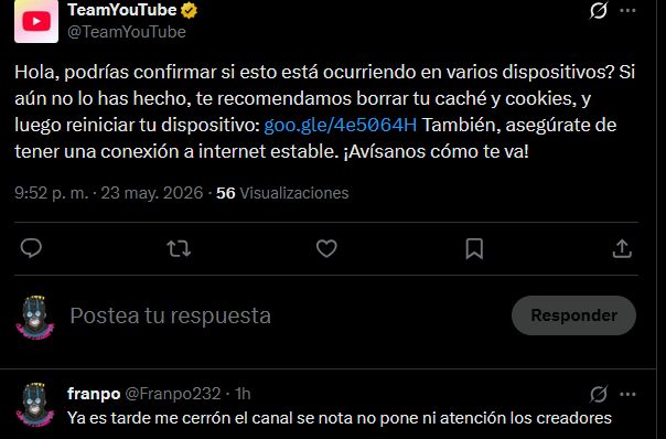 Franpo232's tweet photo. @YouTubeCreators @TeamYouTube #youtube #meme no se como tomar esta respuesta con enojo con risa la verdad se pasa tio YT https://t.co/pajU8ftyWa