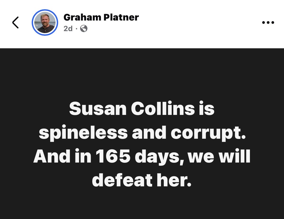 TeamCollins207's tweet photo. Graham Platner, May 6 https://t.co/6pIkK704H4