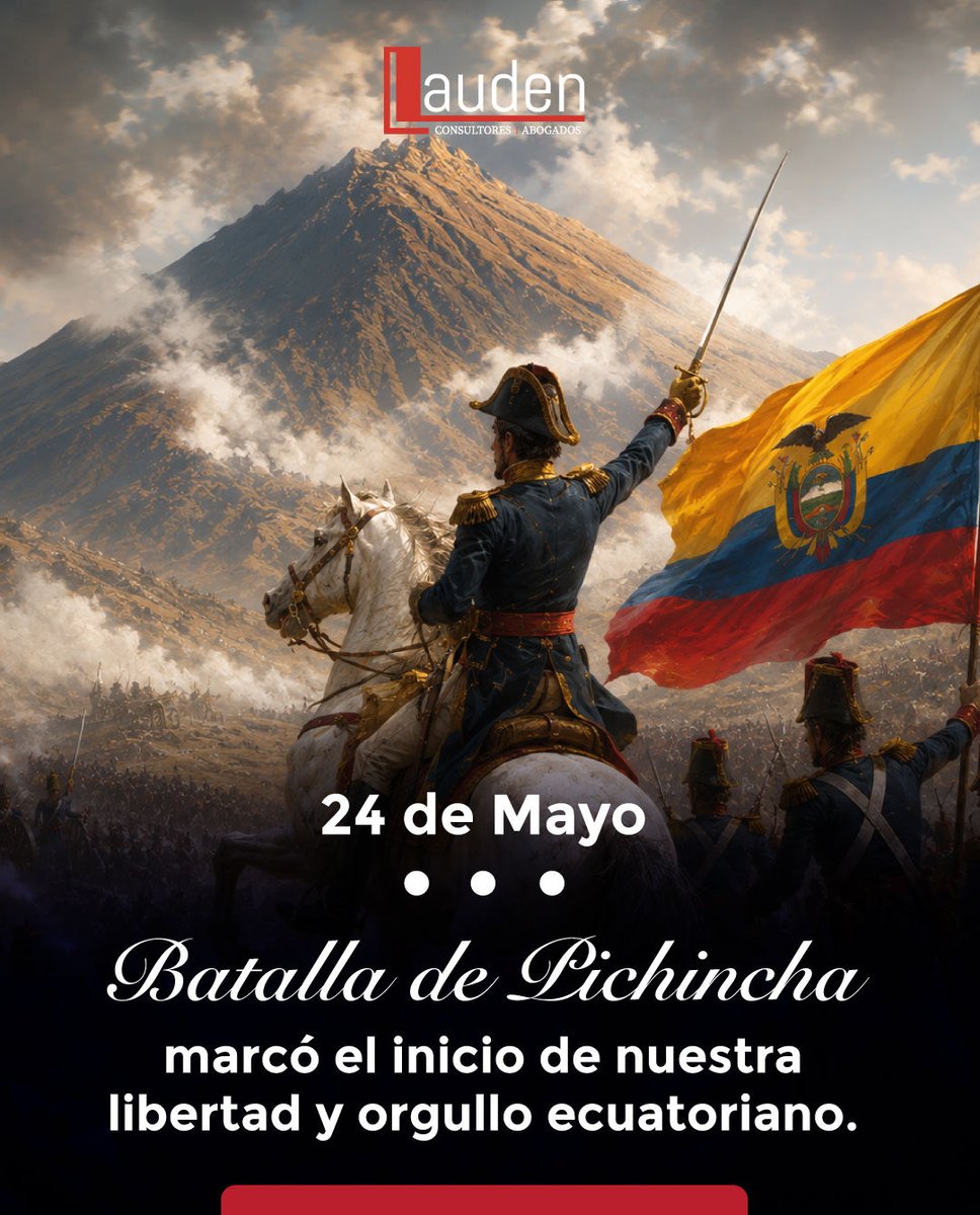 Laudenlaw's tweet photo. Hoy, 24 de mayo, recordamos la #batalladelpichincha , el inicio de nuestra libertad y el reflejo del valor de quienes lucharon por un país libre.

Honrar esta fecha es mantener viva la memoria de quienes construyeron nuestra identidad como nación 🇪🇨 https://t.co/1siRDN4Pgd