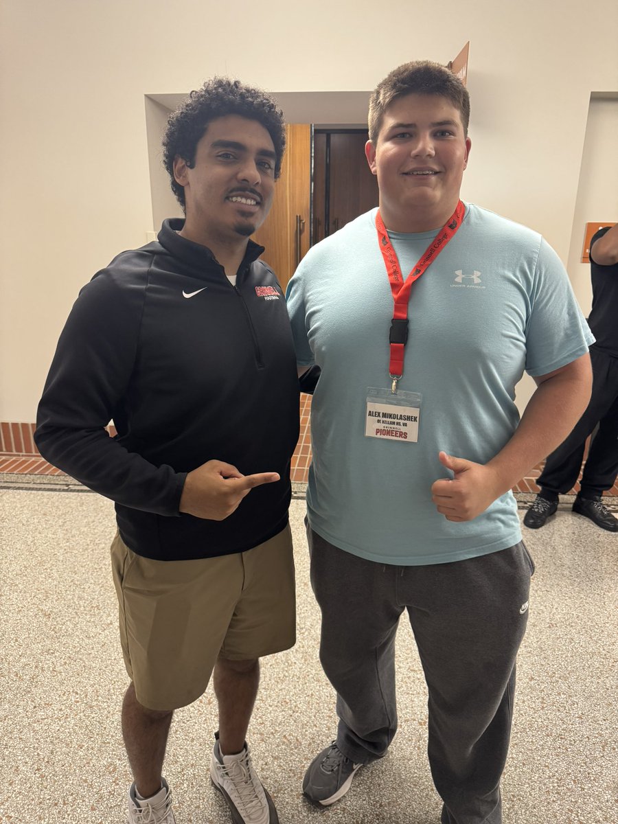 AMikolashek's tweet photo. Had a great time at @Grinnell_FB on my visit yesterday! Thanks @CoachGrande28 and all the other coaches for the amazing experience!
@MrNeas_KellamHS @CoachYoung5 @CGrant721508 @CoachJBWells @FBCoachPaquette @CoachMBallard @CoachAndyHelms @CoachTPorterWR https://t.co/lOE3Sqk5DH