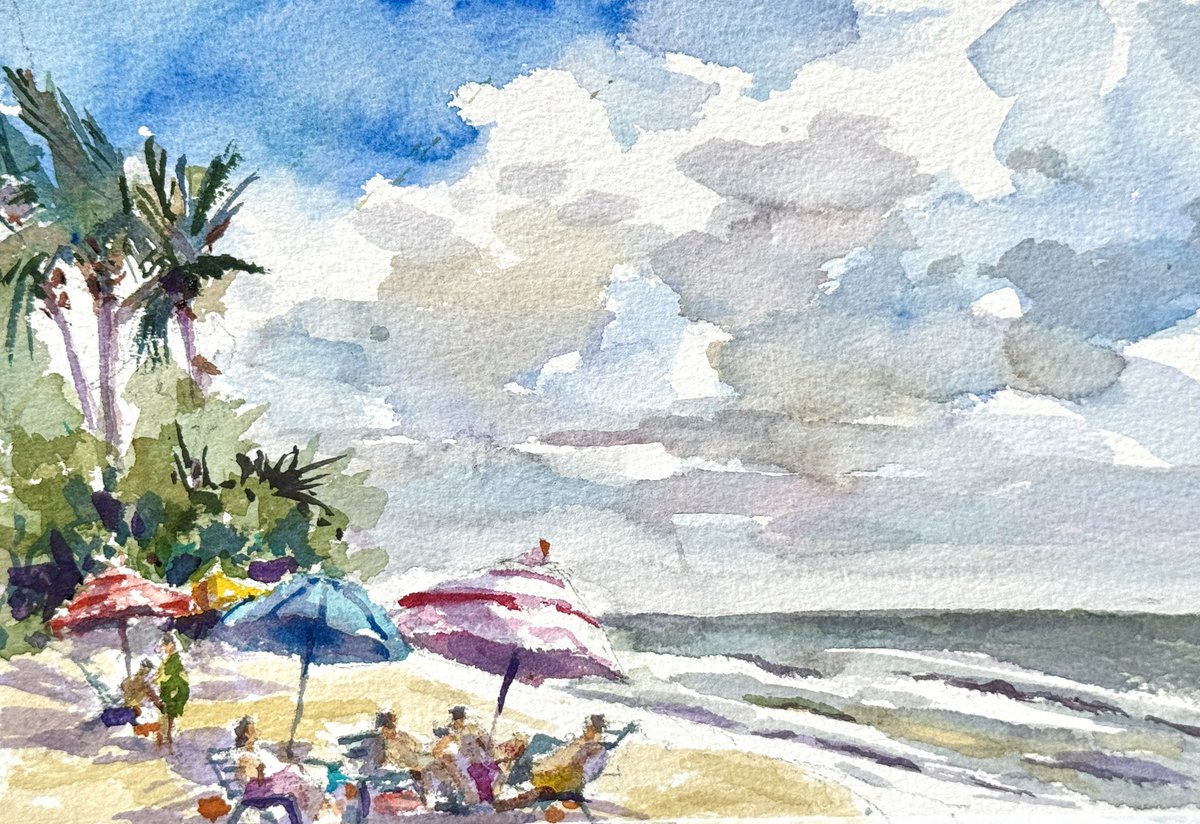 soflartist's tweet photo. Just back from a quick sketch on the beach. I think summer has officially arrived in South Florida because I had to surrender and retreat from the heat! https://t.co/XWhntevo0b