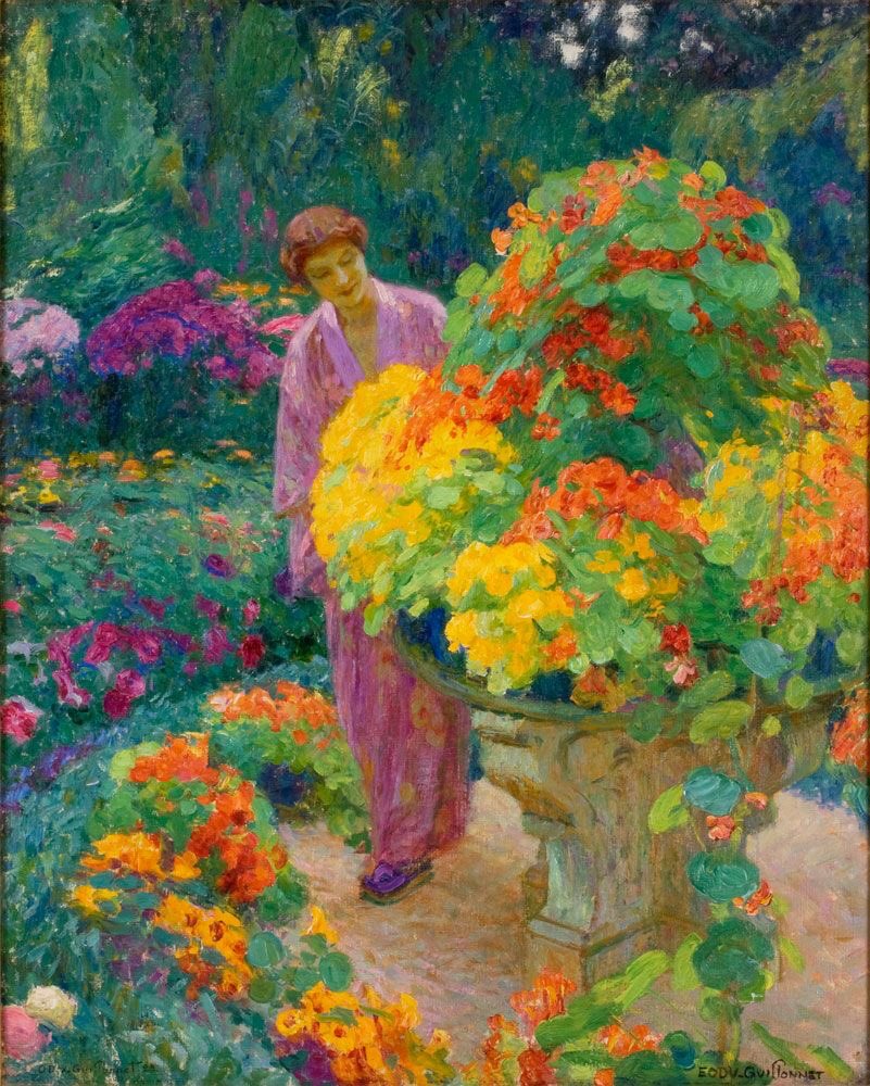 HWarlow's tweet photo. Octave Denis Victor Guillonet (1872-1967) 
French 
Talented artist who married a lady gardener.  
Émile Jeanne- Marie.  Her gardens provide him with inspiration every season and in the end he added her signature to his own work. https://t.co/vI6CC4nSAu