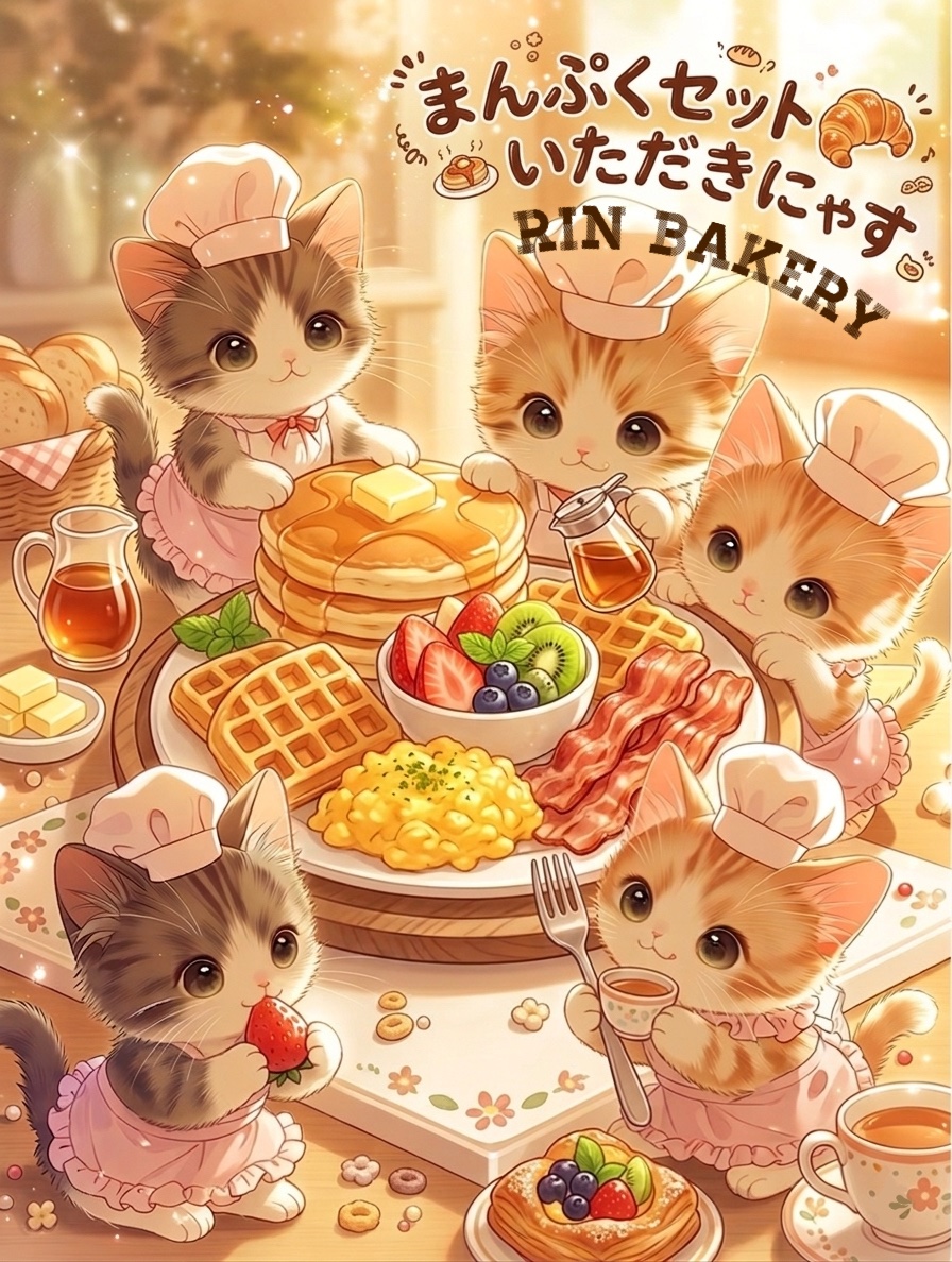 0v1234's tweet photo. おはにゃん🐾
Rin bakeryから「まんぷくセット」お届けにゃん🍔🥐
今日も元気に行ってらっしゃいなの〜🐾 https://t.co/ZLZLyXBWt9