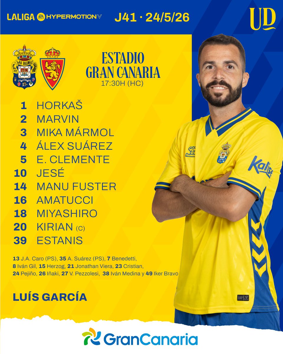 UDLP_english's tweet photo. 🆙 Here is our starting XI for #LasPalmasRealZaragoza, #LetsGoUD! ⚔️
#UnityMakesLasPalmas #WeWillBeMoreUnited https://t.co/5Wul6z4BxB