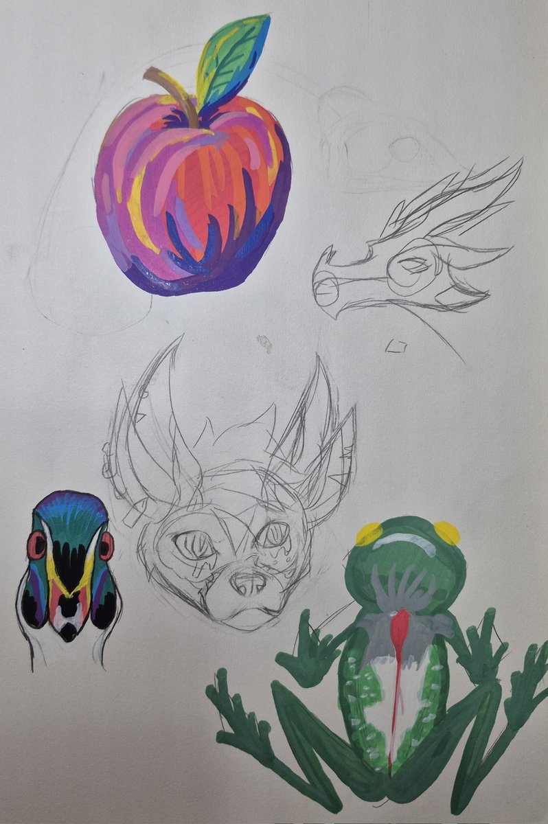 FromDemon14949's tweet photo. A fun random sketch page that's a little old, it's just me just doing random sketches and testing out my new acrylic markers.

#art #traditionalart #sketch https://t.co/zC9uMpxV48