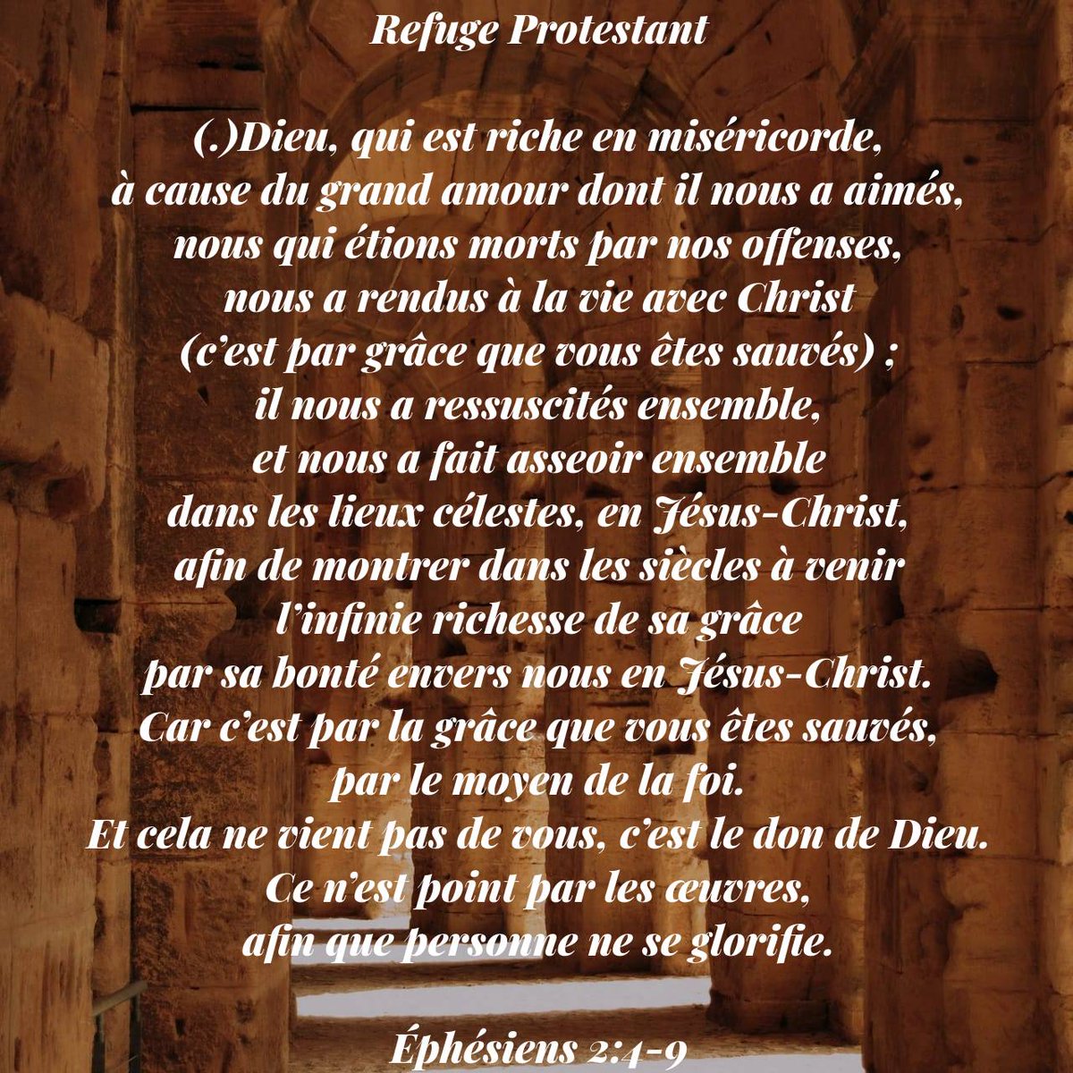 Ref_Protestant's tweet photo. Éphésiens 2:4-9

#RefugeProtestant #FoiRéformée #Dieu #JésusChrist #reformed #Bible #VerseOfDay #VersetDuJour #Grâce #Bonté #Miséricorde https://t.co/FiIr4mlEnp