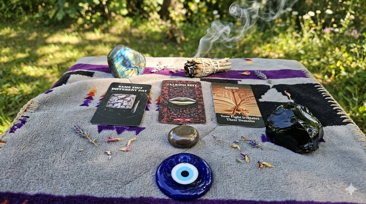 Swife08's tweet photo. ✨️Ok collective I pulled sme cards for you &amp; heres your proof! Theyre talking shit &amp; their energy is  having a negative impact on your life! Be careful who u allow around. Trust ur intuition on the first person that comes to mind!! 🧵👇🏽 https://t.co/gyHQdU1YN0