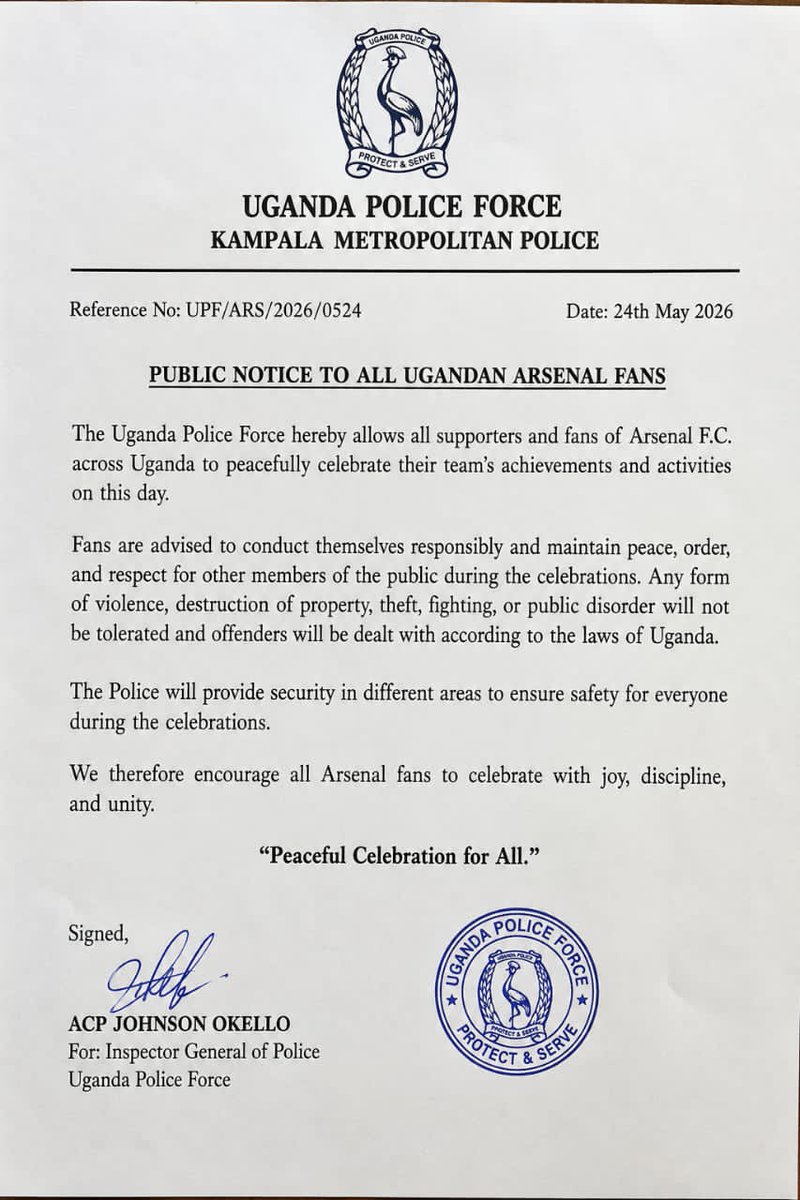 topicdastifler's tweet photo. Meanwhile in Uganda, it's a demi public holiday for the @Arsenal fans https://t.co/4DemsyoKvy