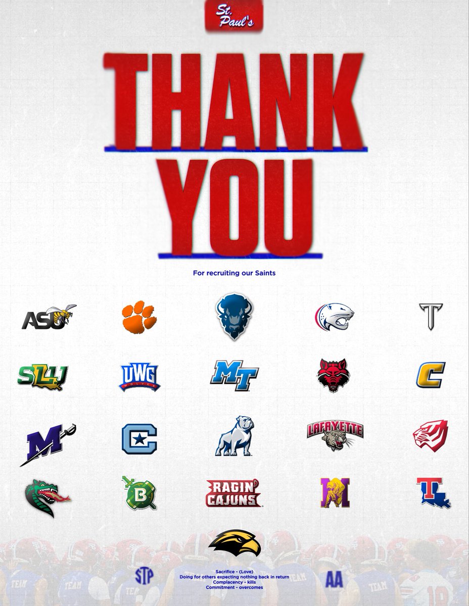 spsmobile_al's tweet photo. Thank you to these colleges who stopped by the last few weeks to recruit our Saints! @HallTechSports1 @ScoutFball @PORTCITYPROSPEC @helmet2helmt251 @StPCoachBaxter @Coach_JYeend @STPFBMedia https://t.co/VuW48xAGkV