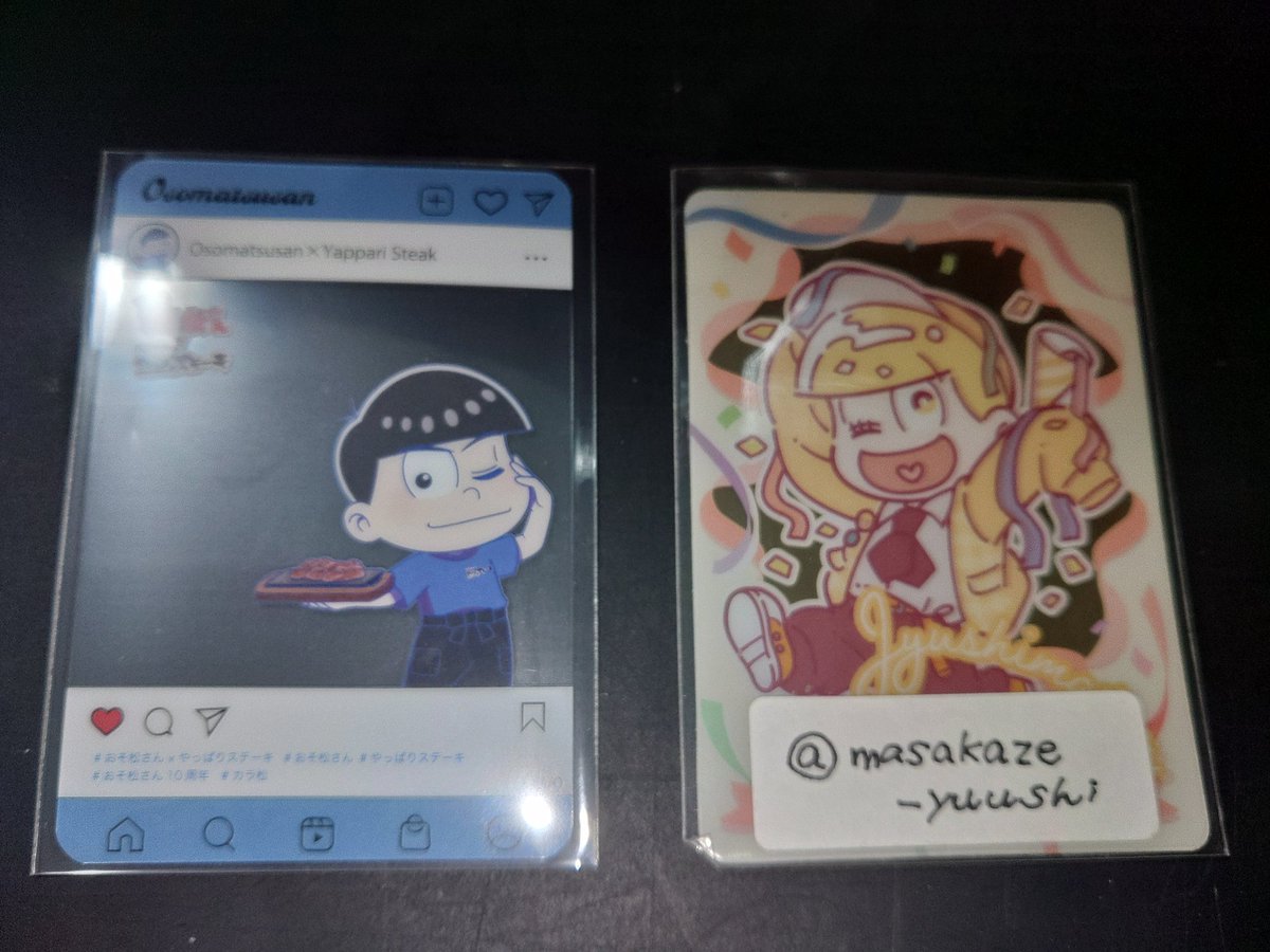 masakaze_yuushi's tweet photo. 【交換】おそ松さん　やっぱりステーキ　クリアカード

《求》 おそ松
《譲》カラ松

《同(近)日》《郵便窓口発送》
《記録･追跡可能な発送方法》
でよろしくお願いします。
m(_ _)m💦 https://t.co/VRbQ6K7Iaz