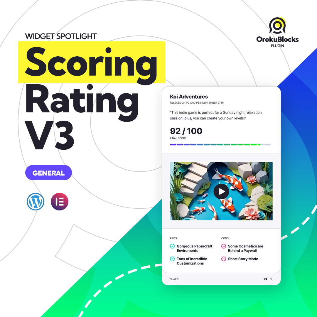 OrokuBlocks's tweet photo. Check out our Scoring Rating V3 #WordPress widget! Perfect for 🕹️#gaming, 📺tv shows, and ⭐️movie sites!

Download it here: https://t.co/ifKrIAEp60

Get our FREE tier with 13 widgets now!

#buildinpublic #buildincommunity #BuildingWithPeople https://t.co/mCJRUYr1dF