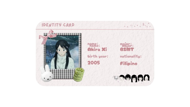 Akiraxi's tweet photo. hi, i’m aki 🎀
currently a 2nd yr civil eng student, but i’ll be a 1st yr MT student next s.y.!

looking forward to making moots^^ i like socializing, but i can get shy and introverted sometimes, so let’s be kind to each and every one :3

#collegetwt #unitwt #studytwt #archivetwt https://t.co/Ggc3emWcFH