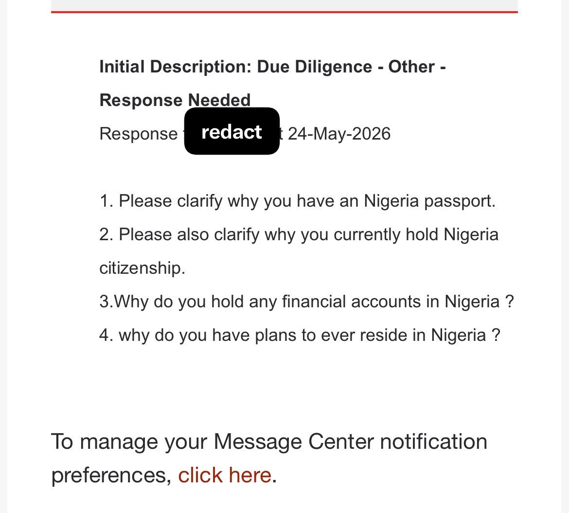 sugabelly's tweet photo. It will never be well with Tinubu and APC supporters.

I know banks and financial services have to do their due diligence but waking up to this email is still somehow. https://t.co/JgOlvxPu0s