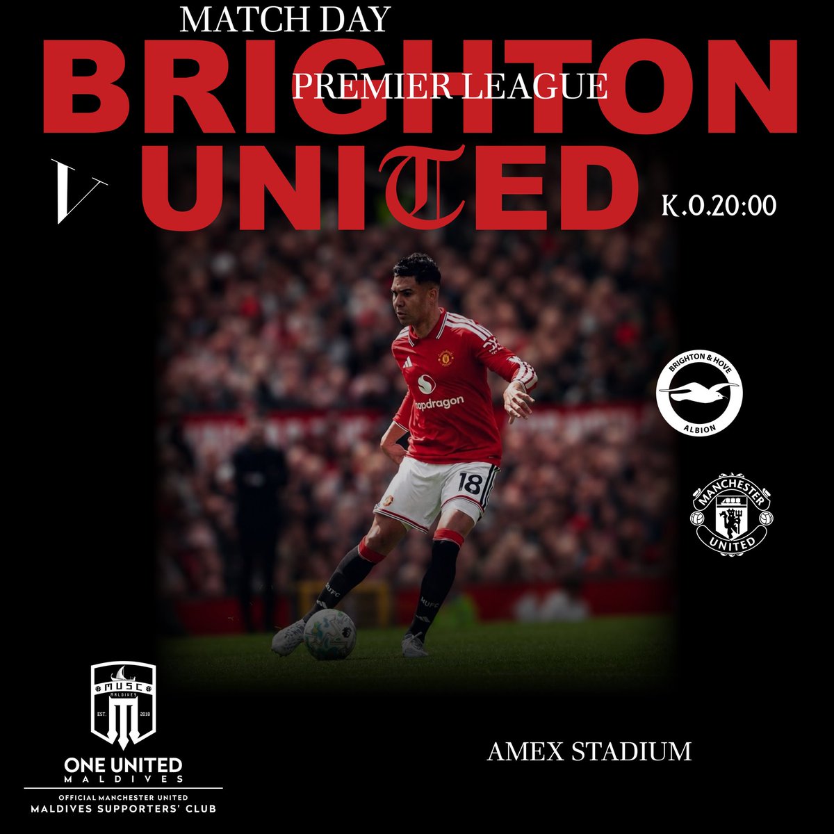 muscmaldives's tweet photo. Final away day.
One last push to close the season. 🔴✨

📍 Amex Stadium
🆚 Brighton &amp; Hove Albion
⏰ 20:00 MDV
📅 24 May 2026

Come on United! ❤️ https://t.co/W9pZp1gbjM
