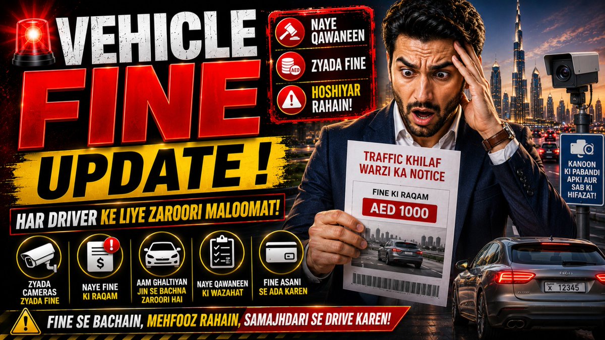 PO_Doc_Clearing's tweet photo. Vehicle Fine Update 🚗🚨 | UAE Traffic Fine & Vehicle Rules Update 2026
Want to know what happened in the video? Click the link below to watch the full video👇
https://t.co/Jg6eszvrI3
#VehicleFine #TrafficFine #UAE #TrafficUpdate #VehicleUpdate #DubaiTraffic #RTA #Salik https://t.co/L23tzxP5Qg