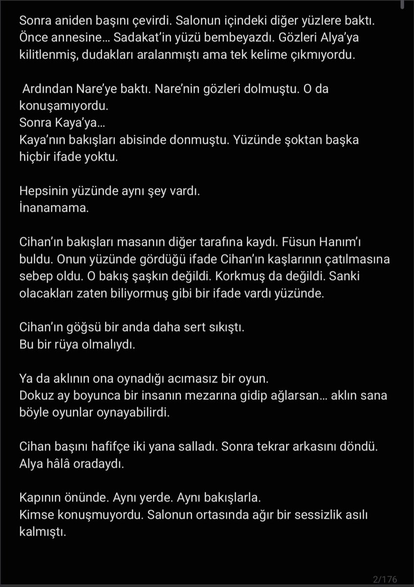 Elyndrax_'s tweet photo. 2. Bölüm - Git 🖤
Bana ne ölün ölüme, ne dirin dirime demiştin... Haklıydın Cihan Albora. O gün o arabada sadece bir beden değil, sana ait olan ne varsa hepsi öldü. Şimdi kendi ellerinle kazdığın o sahte mezarda, geride bıraktığın günahların yasını tut."
#UzakŞehir #CihAlFic https://t.co/6gCs0g2lnr