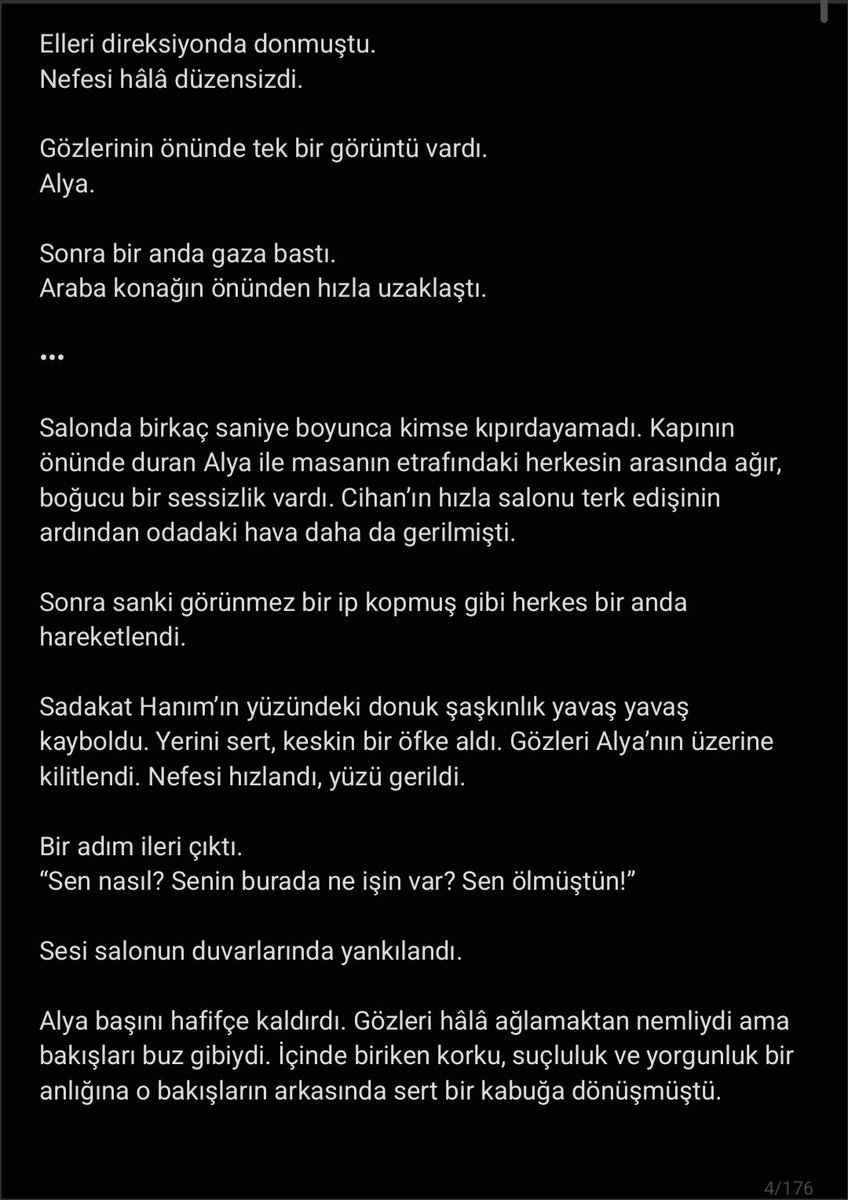 Elyndrax_'s tweet photo. 2. Bölüm - Git 🖤
Bana ne ölün ölüme, ne dirin dirime demiştin... Haklıydın Cihan Albora. O gün o arabada sadece bir beden değil, sana ait olan ne varsa hepsi öldü. Şimdi kendi ellerinle kazdığın o sahte mezarda, geride bıraktığın günahların yasını tut."
#UzakŞehir #CihAlFic https://t.co/6gCs0g2lnr
