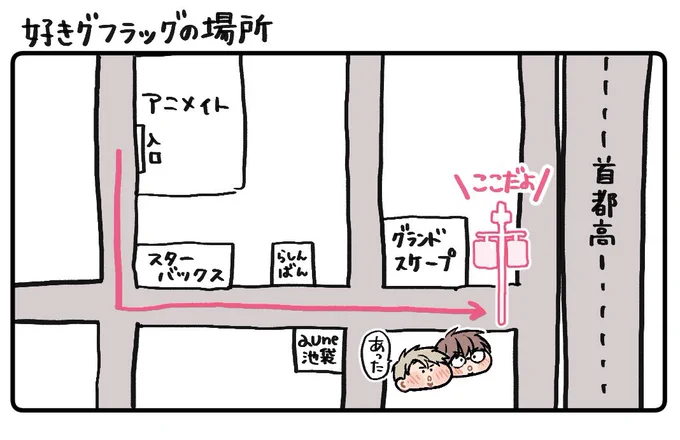 \好きグのフラッグの場所です🏳️/
スターバックスの横の道を真っ直ぐ。
高速道路(立体)付近。見上げると見えます👀
ぜひぜひ、フロッグも見てくださいね🫶🏻💓 
