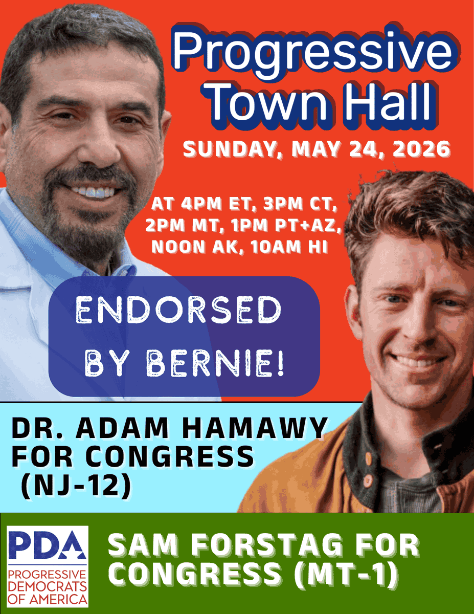 pdamerica's tweet photo. Today: Join the Weekly Town Hall! 
Join us for a special Progressive Town Hall featuring Sam Forstag and Dr. Adam Hamawy! 

Register here for the Zoom invitation:
https://t.co/XnbMMgD9Gl https://t.co/XYLWYl201f