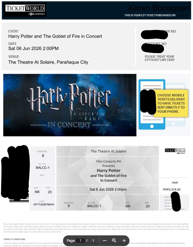 arkhaivez's tweet photo. wts lfb ph 

Harry Potter &amp; the Goblet of Fire Concert Film at Solaire

Date: June 6, 2026
Time: 2:00 PM
Price: Php2,574.00 https://t.co/33VboI9ty6