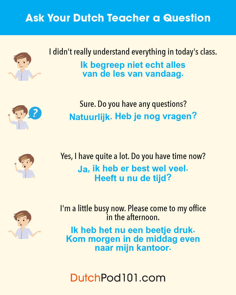 DutchPod101's tweet photo. POV: You can finally ask your teacher questions in Dutch. 😎💬 Learn more useful phrases FREE:
https://t.co/hiqUiwNKDN https://t.co/y7gcwdtTPE