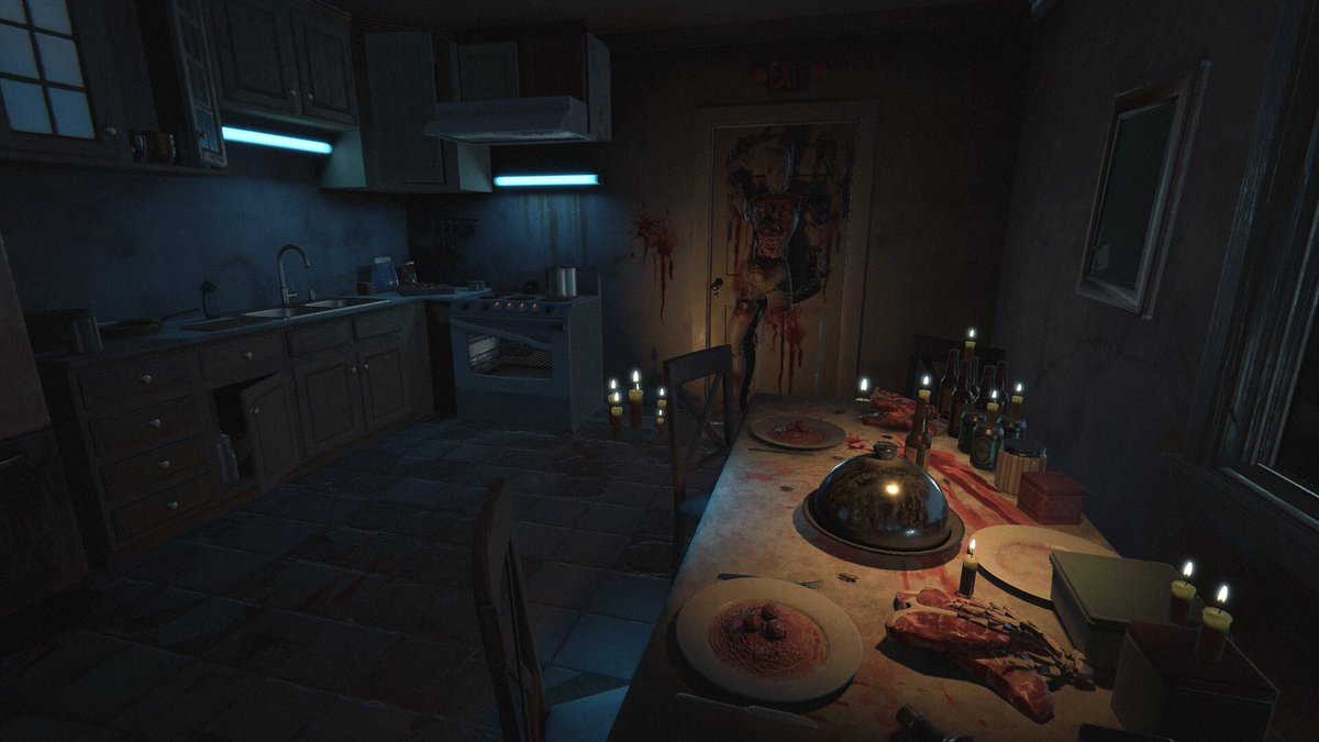 mrbootybandit_'s tweet photo. 🍽️ This is the type of horror scene where you instantly know you should’ve left 20 minutes ago. #dontbeafraid2 #horrorgames https://t.co/ezA87KAwlw