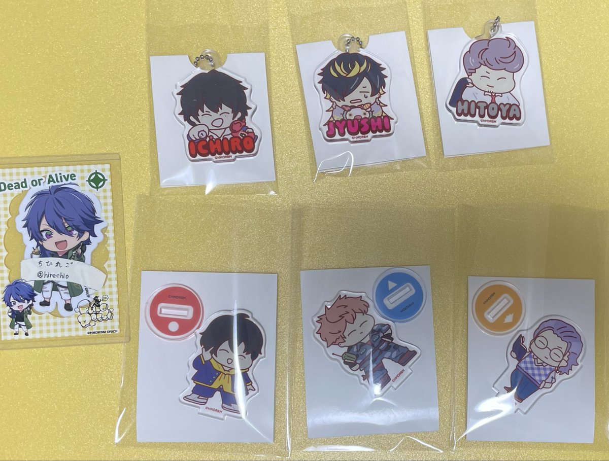 hirechio's tweet photo. 【交換 買取】
ヒプマイ 100均 百均 ダイソー

譲)
屏風アクスタ:一郎 二郎 三郎 左馬刻
アクキー:一郎 十四 獄
アクスタ:三郎 理鶯 盧笙

他募集中ポストのもの
定価＋送料

求)
屏風 帝統 > ステッカー帝統、異種帝統

屏風買取もしています。
シブヤ3人まとめて買取も可能です。
↓ https://t.co/2EVddAIor7