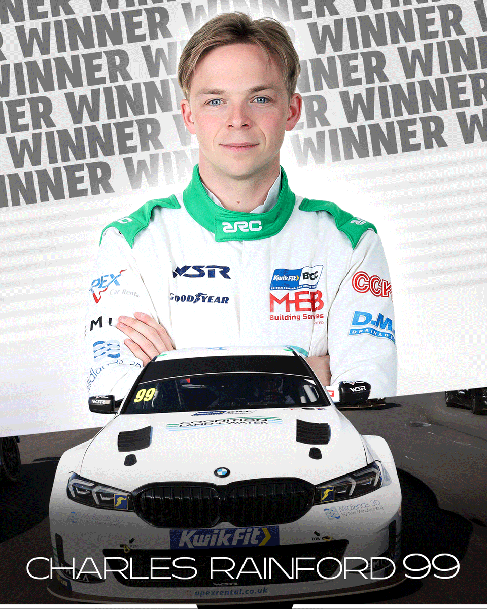 BTCC's tweet photo. Charles Rainford wins Round 7 of the 2026 season!

The #99 takes his second career BTCC victory!

#BTCC https://t.co/fhaEeTmL8I