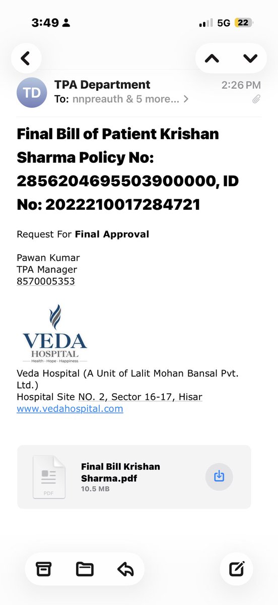 krishan23604684's tweet photo. Please grant final approval for this. You received the email two hours ago.@HDFCERGOGIC https://t.co/trPKqzX4VR