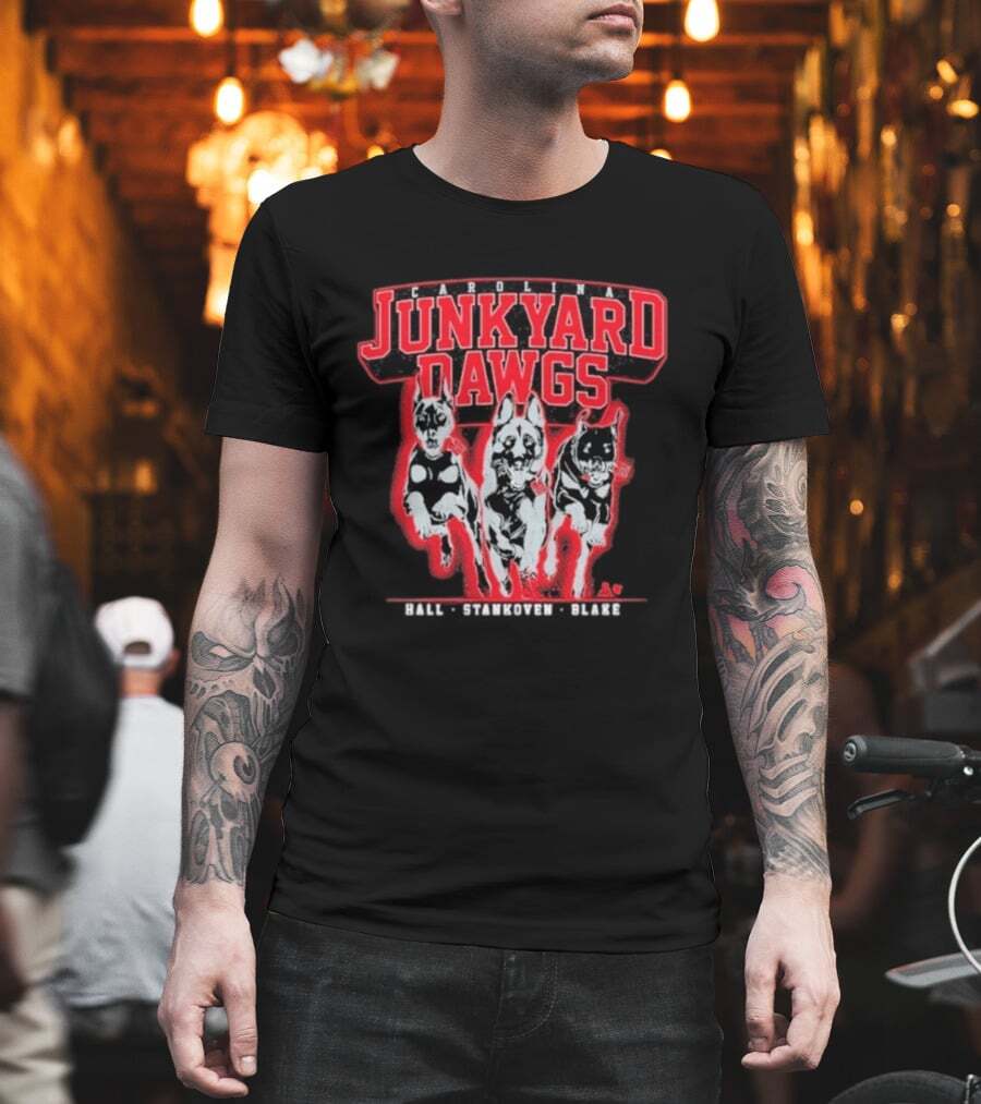 PagTee's tweet photo. Quick poll in spirit: What do you think of the Carolina Junkyard Dawgs Hall Stankoven Blake T-Shirt? It really brings back memories of those intense games. Can't help but smile when I see it! https://t.co/SrIcvpfSEK

#GameDay #Nostalgia #CarolinaDawgs https://t.co/UckhU7c2cL