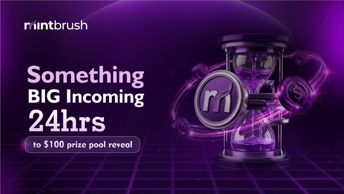 UseMintbrush's tweet photo. We said creativity would be rewarded..... We meant it. 👀

Something BIG drops on Mintbrush very soon. 

$100 prize pool.

Your vibe vs the world. 

Are you ready?

Hit the follow button and turn on notifications 🔔

#MintYourVibe #Mintbrush https://t.co/00rfWqPJ4Q