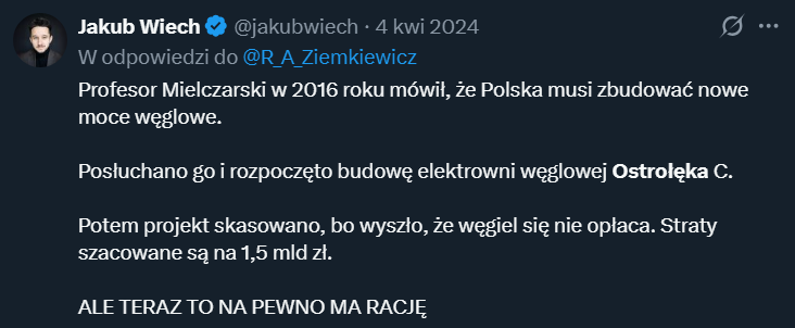RobertBe15's tweet photo. 🧵 Łajdactwa skurwiecha 1/n
🔸Dziś nazywa elektrownię węglową Ostrołęka C chybioną inwestycją i drwi z jej ówczesnych zwolenników
🔸W 2019 gorąco popierał jej budowę. Nie krytykował użycia węgla jako paliwa. Tę krytykę ze strony innych rozumiał, ale ją łagodził. https://t.co/WmDiqqLvxT