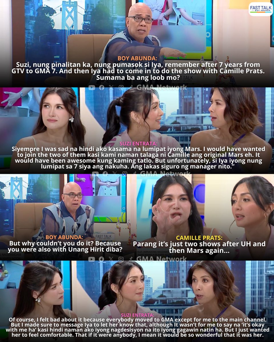 FastTalkGMA's tweet photo. Suzi Entrata-Abrera, inaming nasaktan nung pinalitan siya ni Iya Villania sa programang "Mars" noon.
#FastTalkWithBoyAbunda | Weekdays, 4:45 PM
#FTBAMarsReunion #CamillePrats #IyaVillania #SuziEntrata https://t.co/KWV9XRvIJH